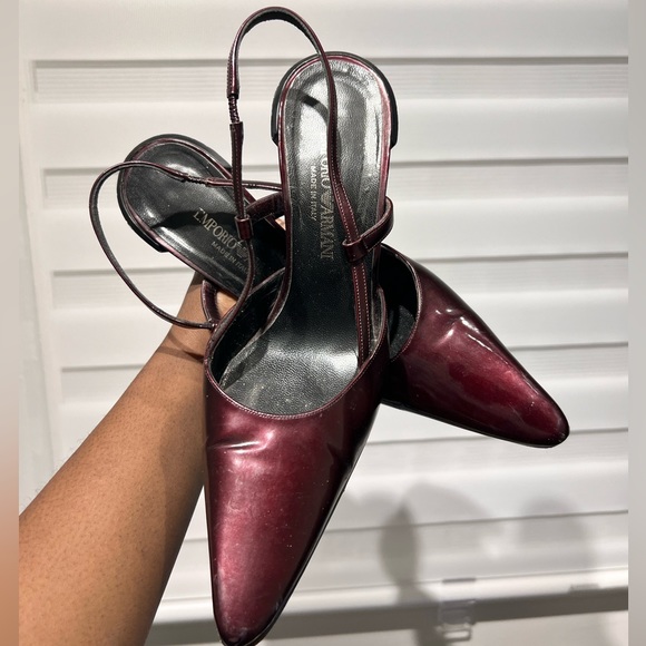 Wine Emporio Armani Sling Back Heel Sandals - Picture 3 of 5